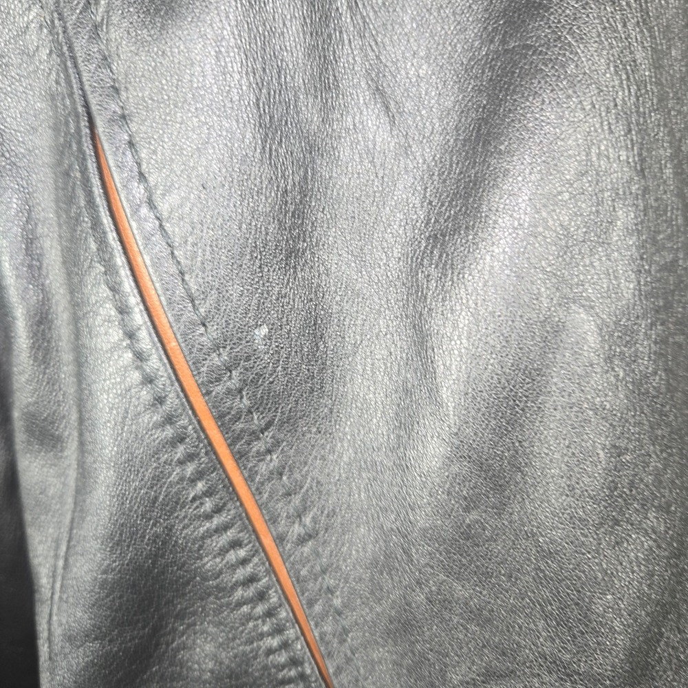 Bally Leather Jacket Men 40 Made Italy Black Tan Trim Moto Bomber Luxury Rare‎ - Picture 15 of 16